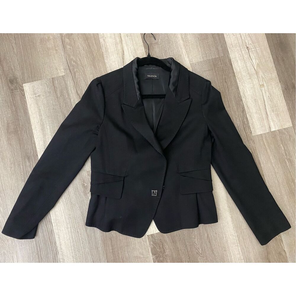 Valencia Black Double Breasted Blazer, Classic Design, Size Small